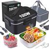 Kimfead Scaldavivande Elettrico Portatile 100W 1,8L Porta Pranzo Termico 12V/24V/230V Lunch Box Elettrico Acciaio Inox Rimovibile per Auto Camion e Ufficio