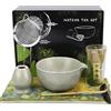 lompyeu Set Di 7 Pezzi Matcha Kit - Macha Tea Kit, Matcha Whisk Set, Matcha Bowl Con Beccuccio, Portafrusta, Con Matcha Cucchiaino, per Gli Appassionati di Matcha Regalo (Verde)