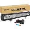 PICAA 23 pollici 58cm 570W Barra Led Con Cablaggio, Quad Fila Barra luminosa a led Barra Luce Led, combinato Spot Flood bianca 6000K 12V 24V CC Luci di Lavoro Esterno per fuoristrada Auto SUV ATV 4x4