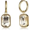 Zavana Orecchini a Cerchio Oro Donna con Cristallo Trasparente Rettangolare, Hoop Oro Effetto Diamante 2 in 1