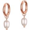day berlin day.berlin orecchini a cerchio Celi da donna placcati oro rosa 18k, 14mm di diametro con perla d'acqua dolce 7x8mm, acciaio inox 316L, senza nichel e resistenti all'acqua