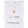 LUUK LIFESTYLE Collana con ciondolo piccola conchiglia e acciaio inossidabile (50cm), con carta HAPPINESS, gioielli elegante, portafortuna, idea regali donna, lei, compleanno, oro rosa