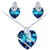 MICSAVI Donna Set Collana e Orecchini e Argento Amore Cuore di dell'Oceano Cerimonia Nuziale Elegante Parure gioielli Argento 925 e Cristalli Zirconi Ciondolo Cuore con Fiore di Rosa