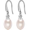 Miaofu Orecchini Perle Donna Perle Pendenti Orecchini Miaofu Orecchini Con Perle,Orecchini Perle Goccia Argento Anallergici,Orecchini Cerchio Perle Argento,Orecchini Perle Pendenti Oro Rosa Perle Orecchini