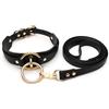 lalatia Girocollo Donna O Ring Choker Collana in Ecopelle (Nero Oro, Guinzaglio)