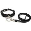 lalatia Girocollo Donna O Ring Choker Collana in Ecopelle (Nero Argento, Guinzaglio)
