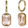 Zavana Orecchini a Cerchio Oro Donna con Cristallo Rosa Chiaro Rettangolare, Hoop Placcati Oro con Pendenti Rimovibili