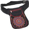 GURU SHOP Stoff Sidebag & Hüfttasche Mandala, Goa Gürteltasche, Bauchtasche aus Nepal - Schwarz/rot, Herren/Damen, Baumwolle, Size:One Size, 28x20x3 cm, Festival- Bauchtasche Hippie