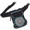 GURU SHOP Stoff Sidebag & Hüfttasche Mandala, Goa Gürteltasche, Bauchtasche aus Nepal - Schwarz/türkis, Herren/Damen, Baumwolle, Size:One Size, 28x20x3 cm, Festival- Bauchtasche Hippie