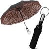 Le Monde du Parapluie - Ombrello pieghevole - Design a 3 strati con baldacchino a doppio strato - Sistema di apertura automatica - Esterno nero con interno leopardo