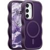 UEEBAI Custodia magnetica per Samsung Galaxy S24 Plus/S25 Plus 5G, graziosa custodia compatibile con MagSafe, 2025 trasparente trasparente con design ondulato con cornice opaca - viola