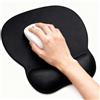 Wugauwor Tappetino Mouse Ergonomico con Poggiapolsi, Cuscino in Gel Schiuma a Memoria & Base Antiscivolo, Tappeto Mouse Grande Impermeabile per Ufficio e Gaming, 24x20.5cm, Tappetino Scrivania Nero