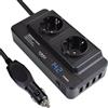 Weishuo 200W Inverter 12V a 220V Convertitore Potenza Onda Modificata - Ricarica Rapida, Protezione Multipla, 2 Prese CA, 4 Porte USB, Display Digitale per Auto, Camper, Campeggio, Lavoro in Movimento