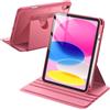 JETech Custodia Rotante per iPad (A16) 11a/10a Generazione (2025/2022) con Portapenne, Protezione con Rotazione a 360 Gradi Supporto Cover Chiaro Retro (Rosa)