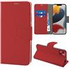 N NEWTOP Cover Compatibile con Apple iPhone 13 Mini, HQ Lateral Custodia Libro Flip Chiusura Magnetica Portafoglio Simil Pelle Stand (Rosso)