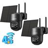 Xega 4G Telecamera Solare Esterno con SIM Scheda【2 Pezzi 】 2K HD PTZ Telecamere Senza Fili con Pannello Solare Batterie, Visione Notturna, Rilevamento del Movimento, Audio Bidirezionale,(Senza WiFi)