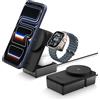 Spigen Essential Qi2.2 25W Caricatore Wireless MagSafe 3-in-1 (Incl. Cavo USB-C 2 m) Stazione di Ricarica per iPhone 17/16/15/14/13/12 Pro Max Air 17e, AirPods 4/3/2, Apple Watch SE