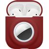 kwmobile Custodia 2 in 1 compatibile con Apple Airpods 1 & 2 e AirTag - Cover Cuffie Bluetooth - Protezione in Silicone con Moschettone - bordeaux