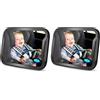 Vinabo Specchio per auto per bambini, infrangibile, specchio per auto regolabile a 360°, specchietto posteriore per bambini, adatto per tutti i tipi di poggiatesta (Confezione da 2)