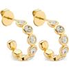 Jewels by Leonardo, orecchini cremona, 1 paio di orecchini a cerchio in acciaio inox dorato, con zirconi trasparenti, idea regalo, 024339, Eine Größe, Acciaio inossidabile, Zirconia cubica