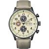 AVI-8 Hawker Hurricane Orologio da uomo al quarzo giapponese con cronografo classico, 42 mm, con cinturino in pelle, AV-4011, Crema e beige., Cinturino