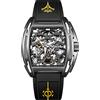 CIGA Design Orologio Automatico Uomo - Z Series Edizione Portaerei Orologio da Polso Meccanico con Design Scheletro, Tonneau, con Confezione Regalo e Cinturino in Silicone(Nero)
