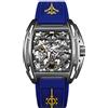 CIGA Design Orologio Automatico Uomo - Z Series Edizione Portaerei Orologio da Polso Meccanico con Design Scheletro, Tonneau, con Confezione Regalo e Cinturino in Silicone(Blu)
