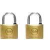 Yale Lucchetto standard in ottone Y1100040080X, larghezza corpo 40 mm, arco in acciaio carbonitrurato da 21 mm, con anello in gomma, fornito con 2 chiavi (Confezione da 2)