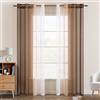 EMEMA Tende Voile Trasparenti Occhielli Sfumato per Soggiorno Camera da Letto Bagno Cucina Camera da Bambino Tenda Finestra Balcone Casa con 2 Pannelli 140 x 175 CM Marrone Chiaro