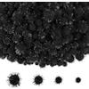 NACHLYNN 1000 pompon glitterati per fai da te, confezione grande, 4 misure, colorati, morbidi, soffici, per fai da te, attività decorative, con custodia (nero)