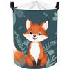 Clastyle Cesto Portabiancheria Animale Cestino Portaoggetti Foglie Cesta Biancheria Genitori per Organizzare Giocattoli Vestiti, Cartone Volpe, 36x45 cm