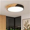 Kambo Plafoniera LED Soffitto 24W 2400LM, Luce Nero Legno Rotonda Ø30cm | Moderna Lampada 4500K Luce naturale illuminazione per Casa vacanza Interni Soggiorno Camera Cucina Corridoio Ufficio