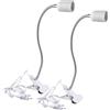 GAOUTO 2 luci a morsetto: portalampada a LED E27, lampada a morsetto con collo di cigno e interruttore, lampada a morsetto regolabile a 360°, collo di cigno flessibile per leggere l'illuminazione