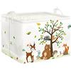 Clastyle Cestino Portaoggetti Cubo Animali Giungla Orso Volpe Albero Scatole Portagiochi Bambini Verde Rettangolare per Camera, 40x30x30 cm