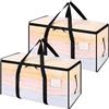 Dntorx Confezione da 2 sacchetti per vestiti da 90 l, con coperchio, trasparenti, resistenti, per dormitorio universitario, campeggio, viaggi, organizzazione casa garage e biancheria da letto