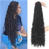 Mscat New Faux Locs Crochet Hair 76,2 cm Nero Soft Locs 7 confezioni/lotto ricci ondulati pre-loop Faux Locs Dea Locs Estensioni dei capelli in fibra sintetica 15 ciocche/confezione 1B #