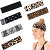 Thapncow 6 bandeaux élastiques pour femme， Ne glissent pas - Pour femme，Bandeaux Imprimé Léopard Head Wraps ， Sport Entraînement Bandeaux Mignon Accessoire