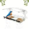 xiruiubao Mangiatoia per Uccellini,Bird Feeder in Acrilico Trasparente con Ventose,Abbeveratoio per Uccelli a 3 Scomparti,Beverino Uccelli con Fori di Scarico,Beverino Pappagalli per Balcone,Giardino