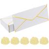 PATIKIL #10 150GSM Eleganti Buste Postali Aziendali, 50Pz 4.1 x 9.5 Buste Autosigillanti Formato Lettera Standard con Bordo Oro e Adesivi per Cartoline di Natale e Matrimonio, Bianco