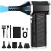 YUANRAN Ventilatore elettrico ad aria compressa, mini ventilatore regolabile a 3 marce, ventilatore Compressed Air Duster Turbo con batteria da 6000 mAh e 5 ugelli, ventola antipolvere per computer, tastiera