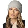 Vivisence Invernali da Donna Berretto A Righe in Lana Merino E Cashmere con Orlo Risvoltato Morbido E Delicato Perfetto per Le Fredde Giornate Autunnali E Invernali, Grigio Chiaro,Taglia Unica