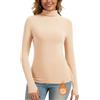 WOWENY Maglione termico a collo alto, da donna, caldo, con foro per il pollice, a maniche lunghe, elegante, per l'inverno, l'autunno, Nero , L