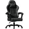 JUMMICO JETSTREAM Poltrona Gaming Ergonomica Con Poggiapiedi, Poggiatesta, Massaggio E Sollevamento Pneumatico, 150 Kg,Nero