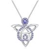 JiaYang Collana angelo celtico in argento sterling 925 per donna, ciondolo angelo custode con nodo trinitario e CZ tanzanite di dicembre, regalo portafortuna irlandese