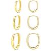 Cangall Orecchini a cerchio in argento 925, 3 paia di orecchini a cerchio ovali in argento sterling 925, per piercing multiplo, ipoallergenici, piccoli cartilagine, per dormire, ovali, in argento 925