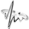 Helen de Lete, anello aperto a forma di battito cardiaco, in argento Sterling