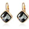 Crystalline Azuria Donna 18ct Placcato Oro Rosa Cristalli Grigio Rombo Quadrato Retro Orecchini Pendenti Monachella