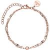Purelei Lucky Shine, bracciale a doppia fila con zircone, impermeabile e regolabile, in acciaio inox, placcato oro 14 carati, placcato oro rosa 18 carati o argento, Eine Grösse, Acciaio inossidabile