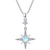 REDSUN, collana in pietra di luna S925 in argento Sterling, catena a otto punte a forma di stella, ciondolo arcobaleno in platino/oro/oro rosa, gioiello regalo per donna, ragazza, madre, figlia
