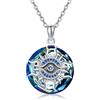 ZIPPICE Collana Evil Eye con pietra di luna/opale/zirconia in argento Sterling 925, occhio di Horus, ciondolo occhio del diavolo blu con opale, gioielli regalo per donne, ragazze, amiche, 20mm x 20mm